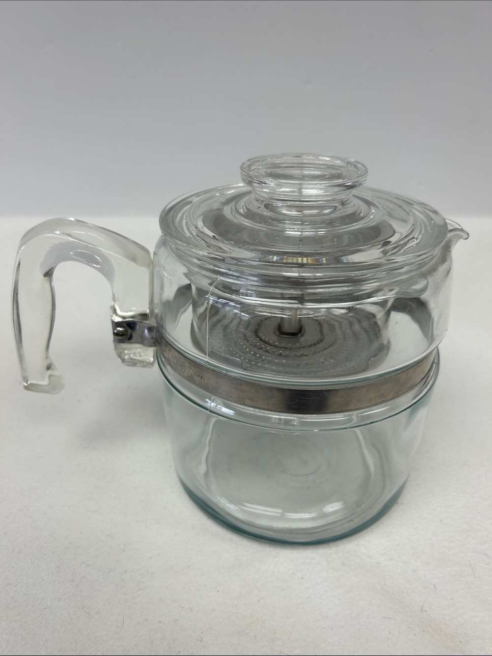 Vintage 1960’s PYREX FLAMEWARE  # 7756  complete glass 6 cup coffee percolator